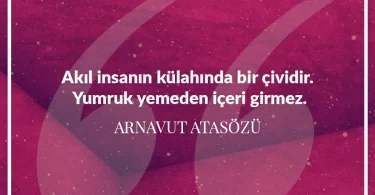 Akıl insanın külahında bir çividir yumruk yemeden içeri girmez. Arnavut Atasözü