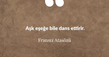Aşk eşeğe bile dans ettirir. Fransız Atasözü