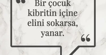 Bir çocuk kibritin içine elini sokarsa, yanar. Afrika Atasözü