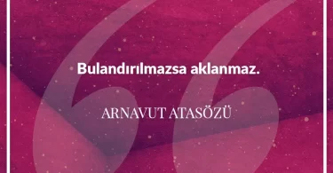 Bulandırılmazsa aklanmaz. Arnavut Atasözü