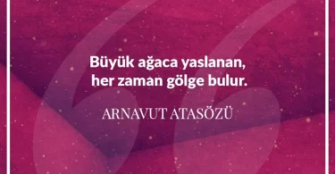 Büyük ağaca yaslanan her zaman gölge bulur. Arnavut Atasözü