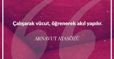 Çalışarak vücut ögrenerek akıl yapılır. Arnavut Atasözü