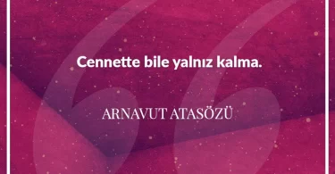 Cennette bile yalnız kalma. Arnavut Atasözü