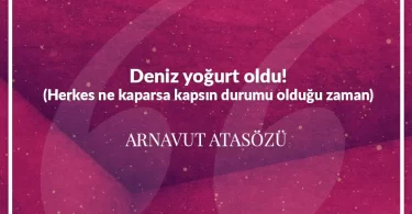Deniz yoğurt oldu (Herkes ne kaparsa kapsın durumu olduğu zaman.) Arnavut Atasözü