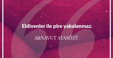 Eldivenler ile pire yakalanmaz. Arnavut Atasözü
