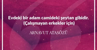 Evdeki bir adam camideki şeytan gibidir (Çalışmayan erkekler için.) Arnavut Atasözü
