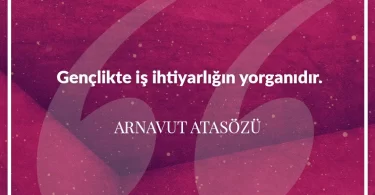 Gençlikte iş ihtiyarlığın yorganıdır. Arnavut Atasözü