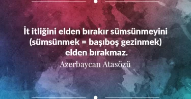 İt itliğini elden bırakır sümsünmeyini (sümsünmek = başıboş gezmek) elden bırakmaz. Azerbaycan Atasözü