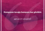 Komşunun tavuğu komşuya kaz gözükür. Arnavut Atasözü