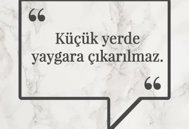 Küçük yerde yaygara çıkarılmaz. Afrika Atasözü