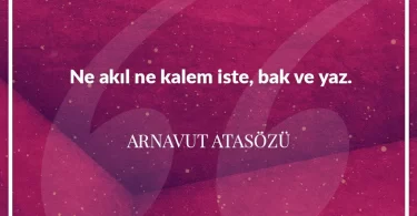 Ne akıl ne kalem iste, bak ve yaz. Arnavut Atasözü