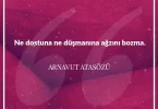 Ne dostuna ne düşmanına ağzını bozma. Arnavut Atasözü