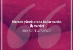 Nerede yürek orada kollar vardır. (İş vardır.) Arnavut Atasözü