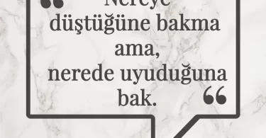 Nereye düştüğüne bakma ama, nerede uyuduğuna bak. Afrika Atasözü
