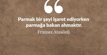 Parmak bir şeyi işaret ediyorken parmağa bakan ahmaktır. Fransız Atasözü