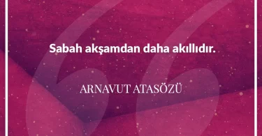 Sabah akşamdan daha akıllıdır. Arnavut Atasözü