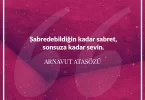 Sabredebildiğin kadar sabret sonsuza kadar sevin. Arnavut Atasözü