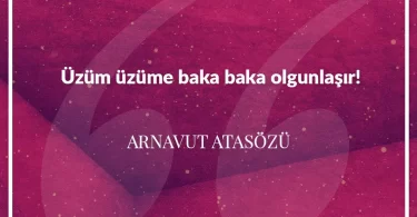 Üzüm üzüme baka baka olgunlaşır. Arnavut Atasözü