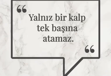 Yalnız bir kalp tek başına atamaz. Afrika Atasözü